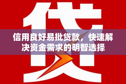 册亨信用良好易批贷款，快速解决资金需求的明智选择
