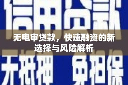 册亨无电审贷款，快速融资的新选择与风险解析
