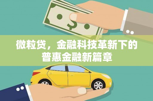 册亨微粒贷，金融科技革新下的普惠金融新篇章