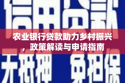 册亨农业银行贷款助力乡村振兴，政策解读与申请指南