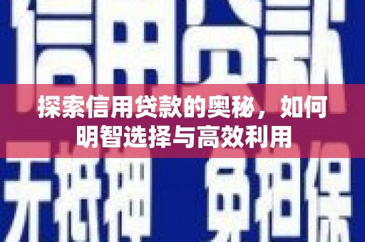 册亨探索信用贷款的奥秘，如何明智选择与高效利用