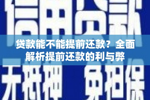 册亨贷款能不能提前还款？全面解析提前还款的利与弊