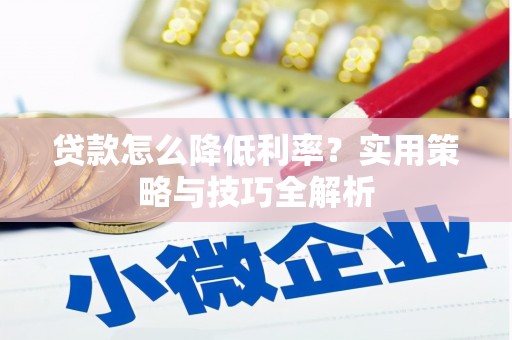 册亨贷款怎么降低利率？实用策略与技巧全解析